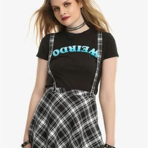 Tripp NYC Black and White Plaid Skirt Suspender Set Size Medium